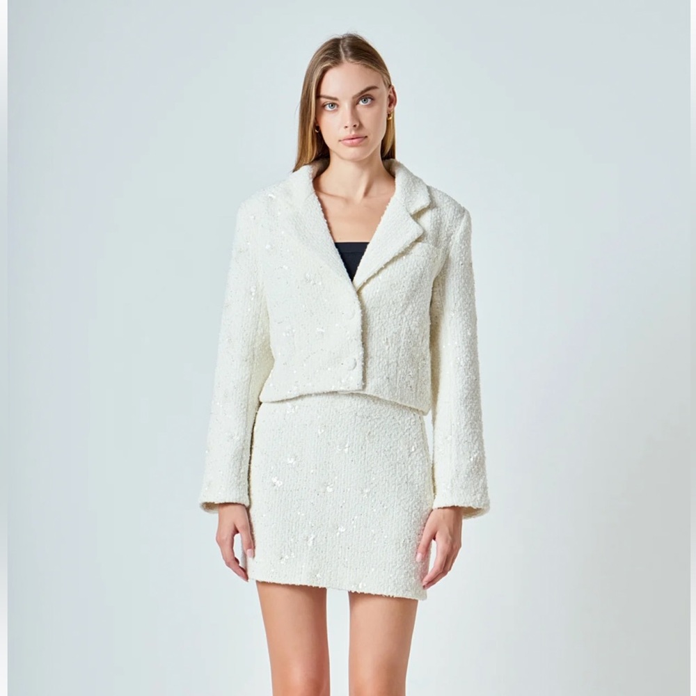 NWT Endless Rose White Sequin Mini Skirt